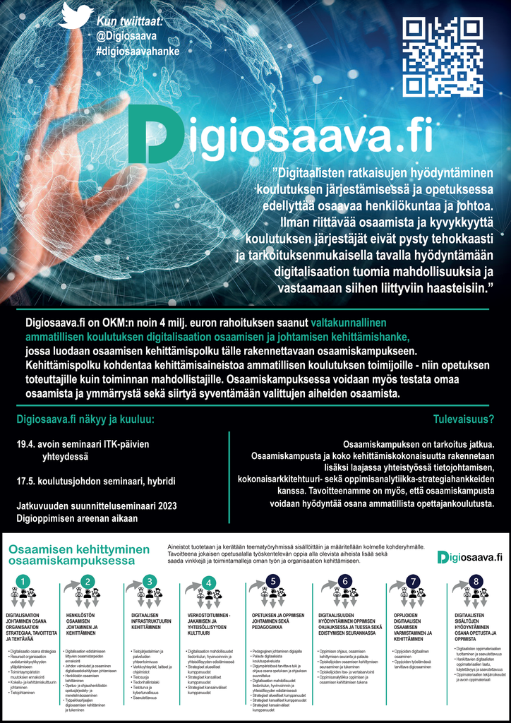 Digiosaava.fi tukee ammatillisen koulutuksen digitalisaation osaamista ja johtamista 